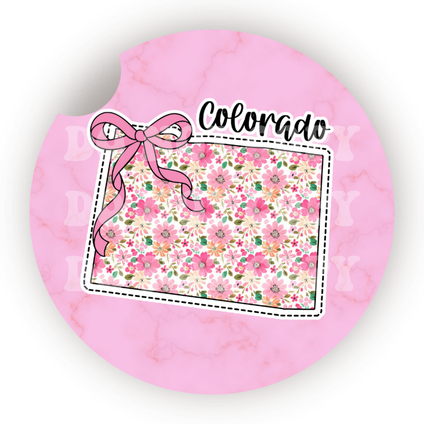 Floral State (Choose Your State) Car Coaster Sublimation Transfer (Set of 2)