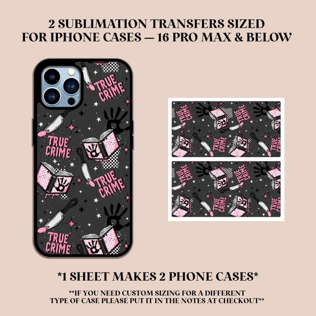 True Crime Reader Phone Case Sublimation Transfer