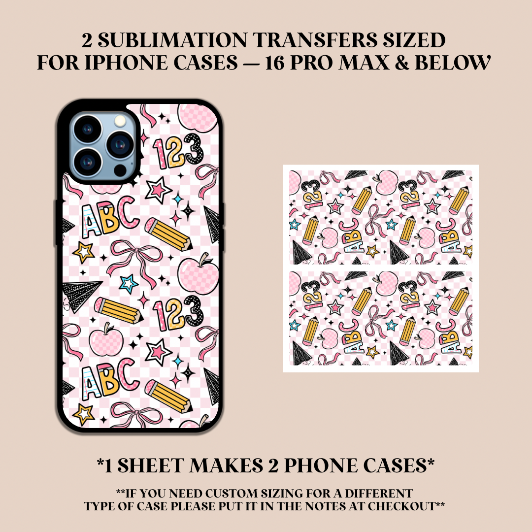 ABC 123 Phone Case Sublimation Transfer
