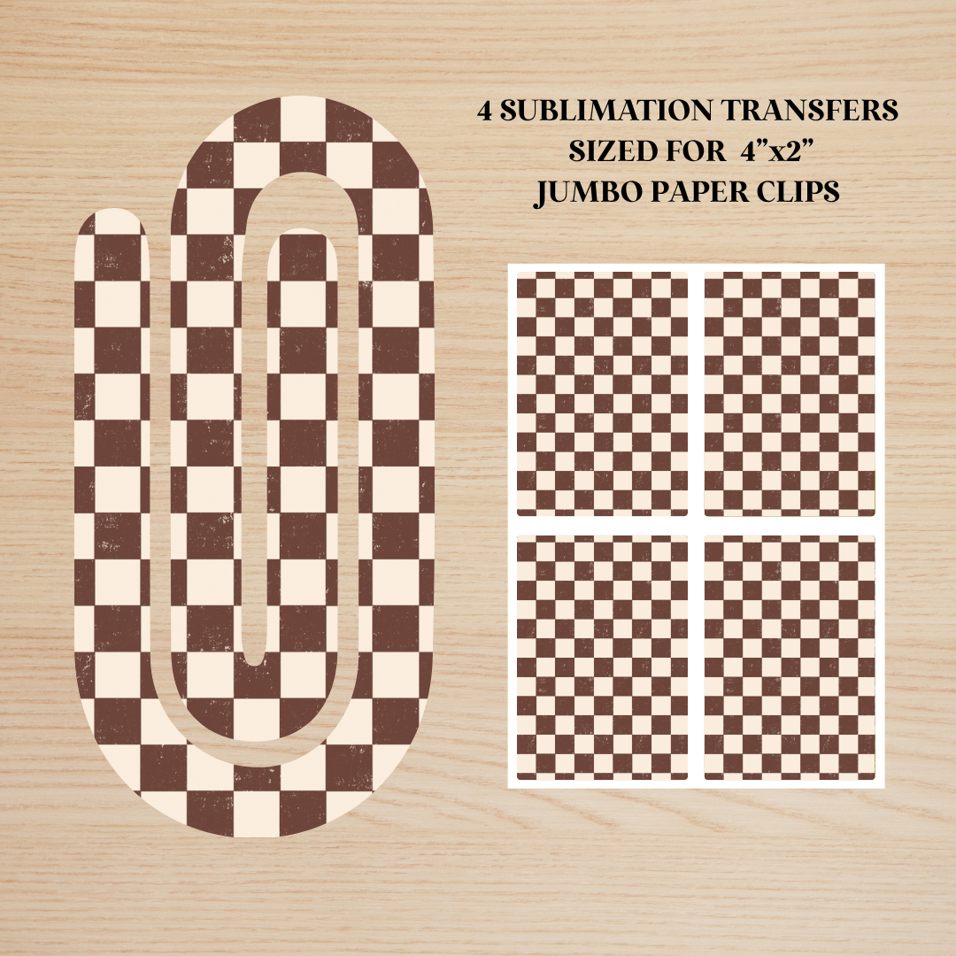 Brown & Cream Checker Jumbo Paperclip Sublimation Transfer
