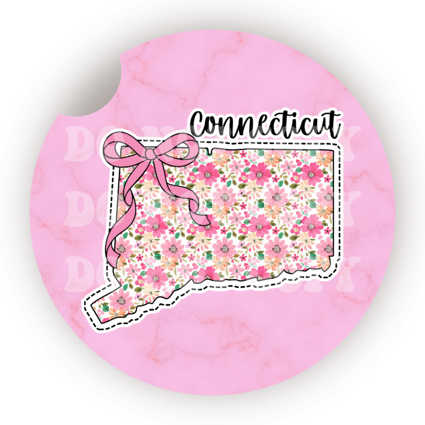 Floral State (Choose Your State) Car Coaster Sublimation Transfer (Set of 2)
