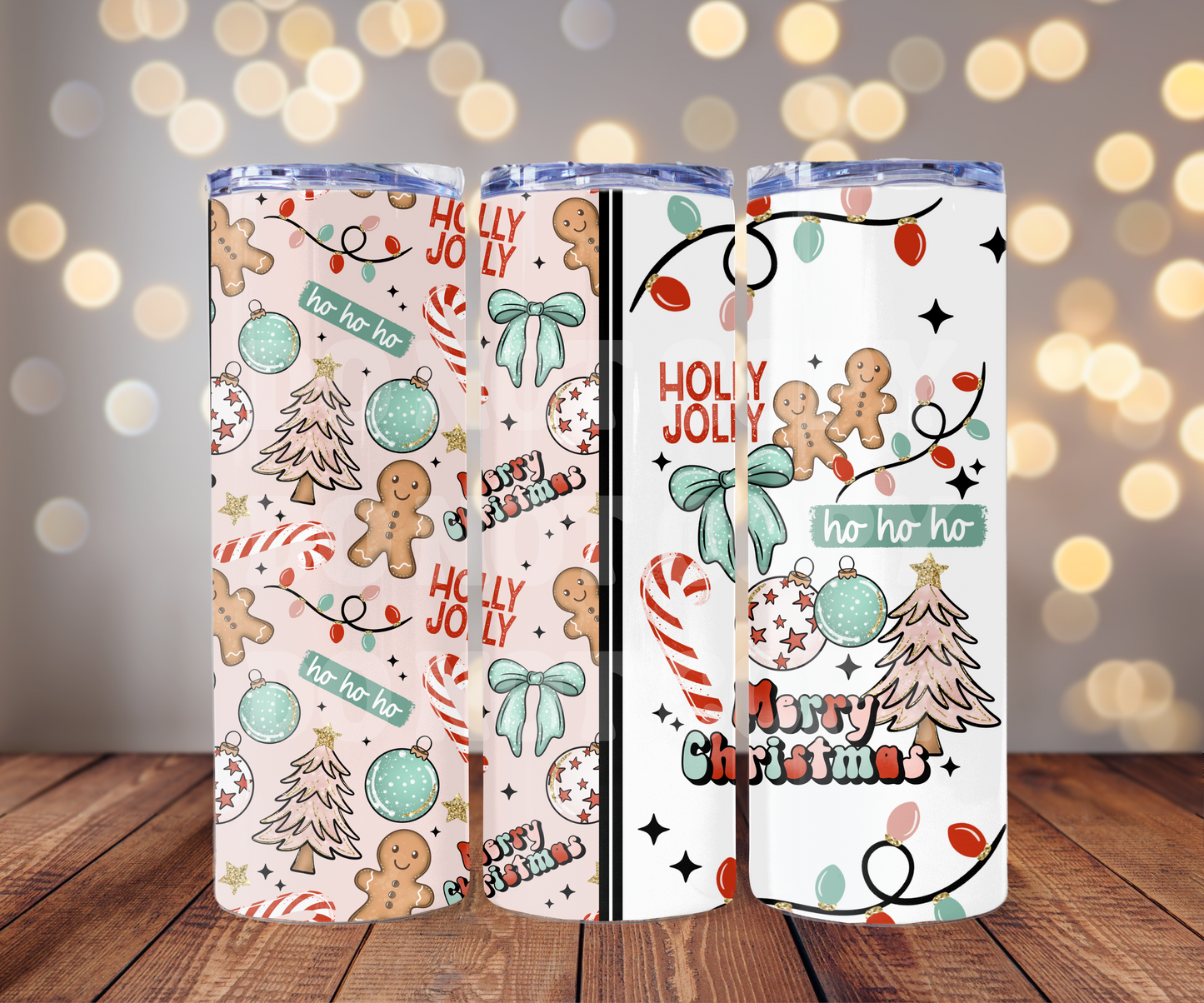 Christmas Doodles 20 oz Skinny Tumbler Sublimation Transfer - Not Seamless