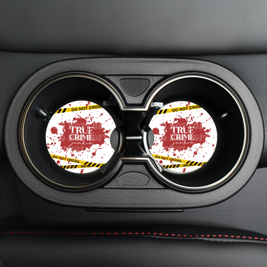 True Crime Junkie Car Coaster Sublimation Transfer (Set of 2)