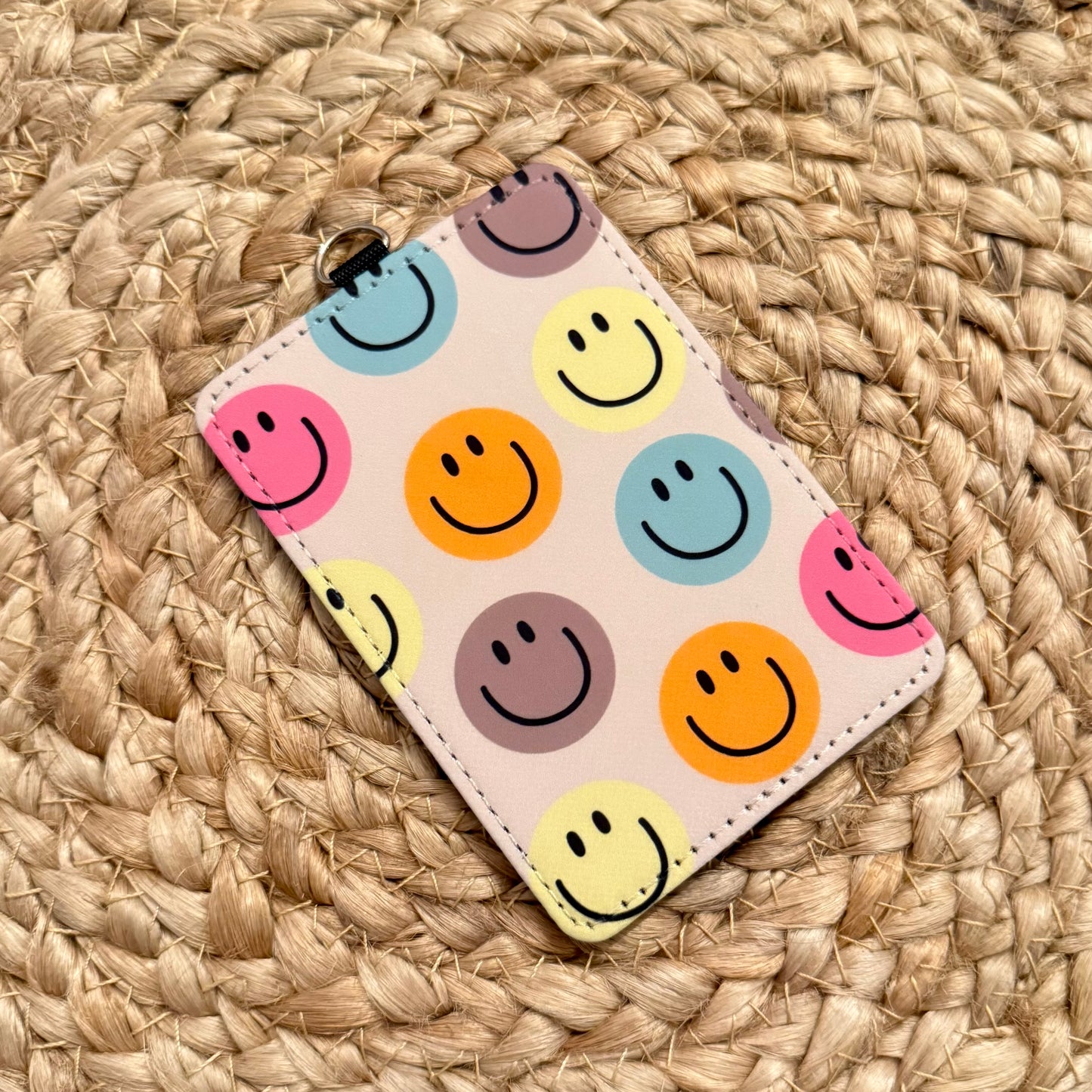 Colorful Happy Faces ID Badge Holder