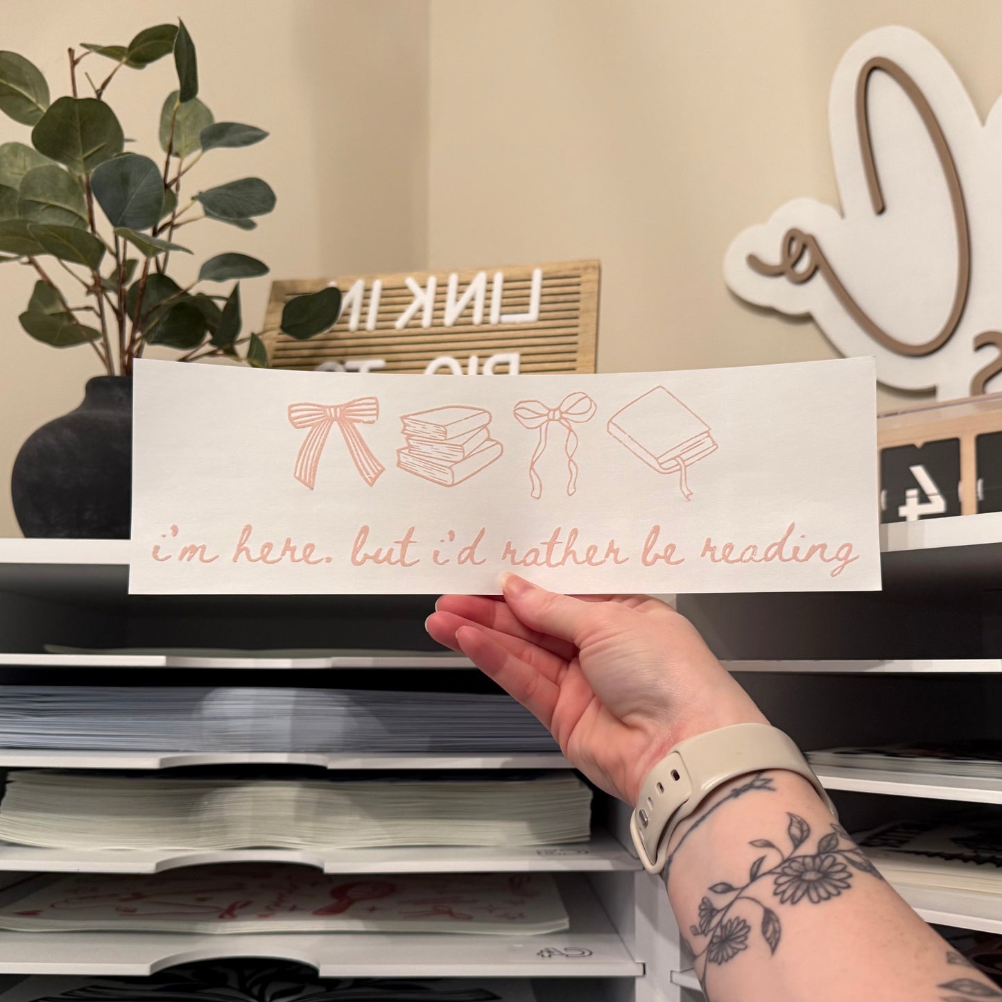 I’m Here But I’d Rather Be Reading Single Color (Beige)