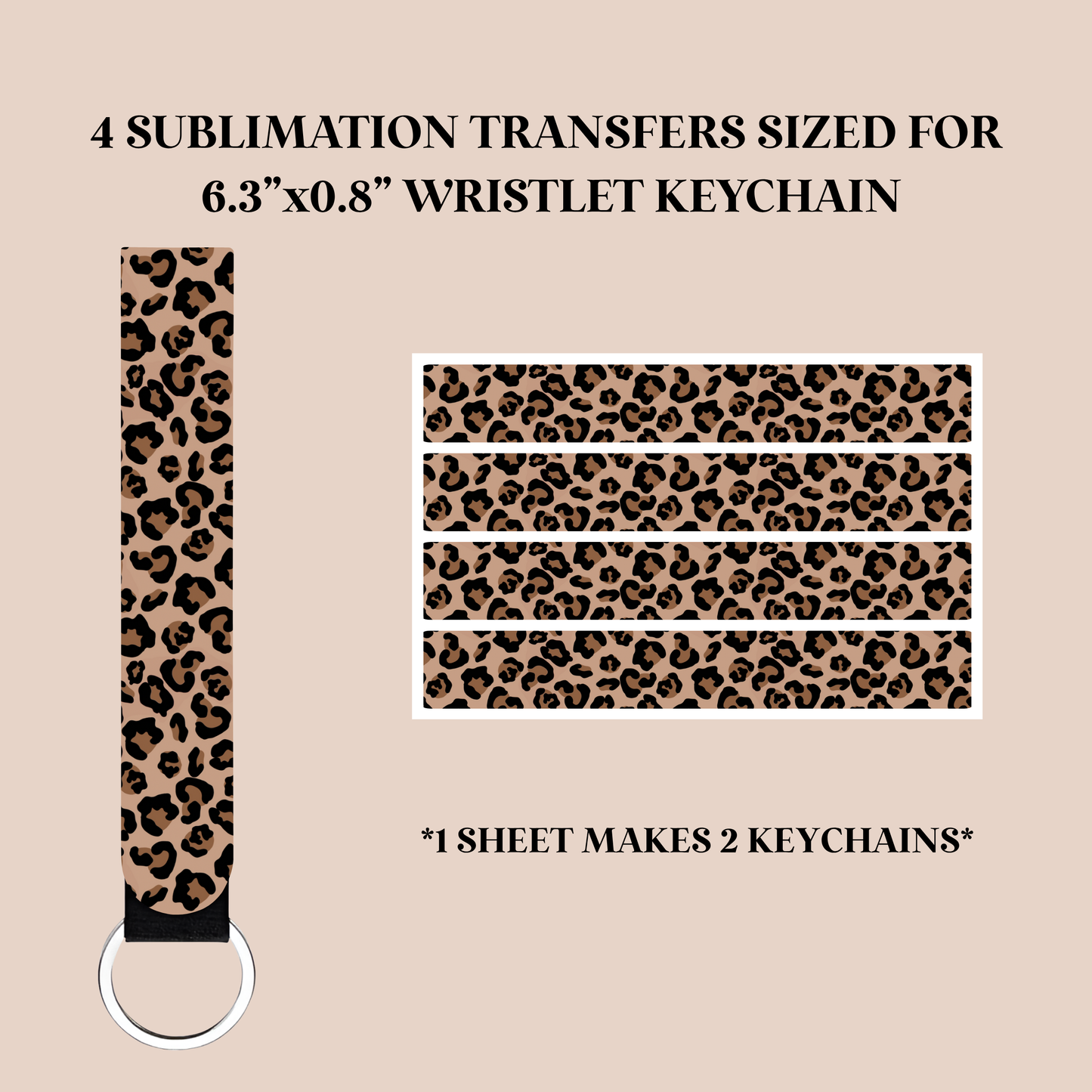 Leopard Print Wristlet Keychain Sublimation Transfer