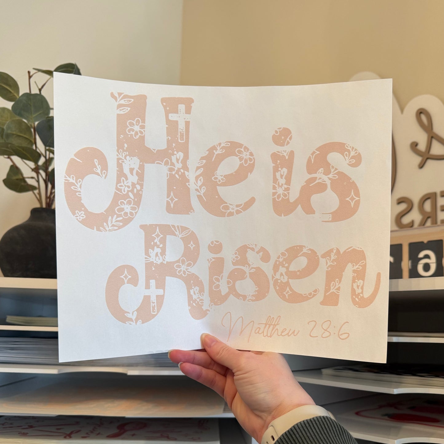 He Is Risen Single Color (Beige)