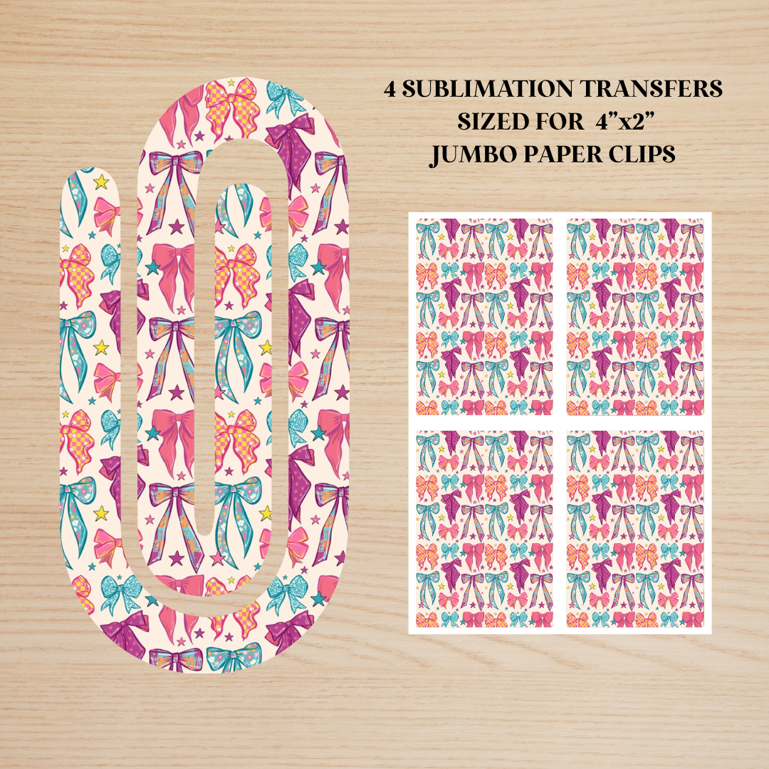Colorful Retro Bows Jumbo Paperclip Sublimation Transfer