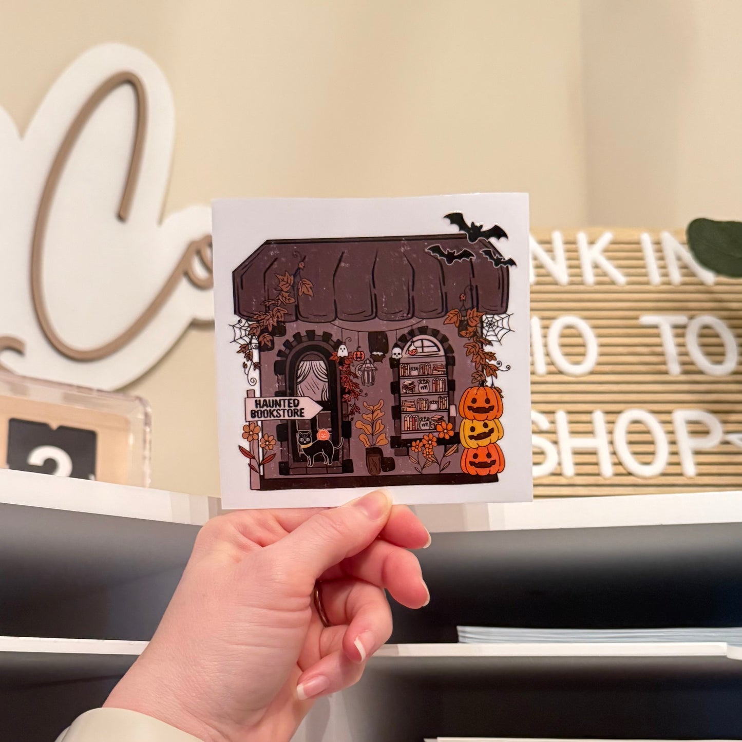 Haunted Bookstore UVDTF 4” Decal