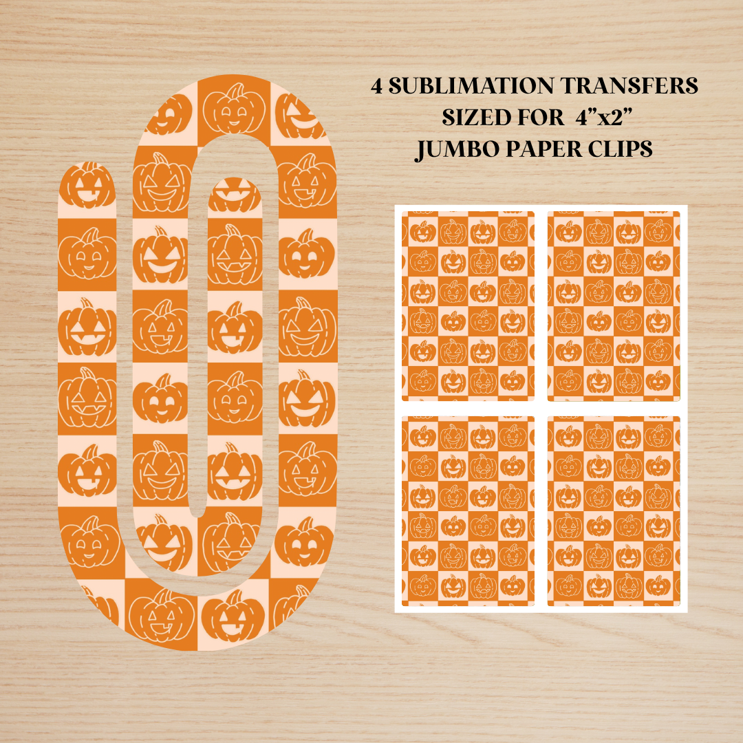 Checker Jack-o’-Lantern Jumbo Paperclip Sublimation Transfer