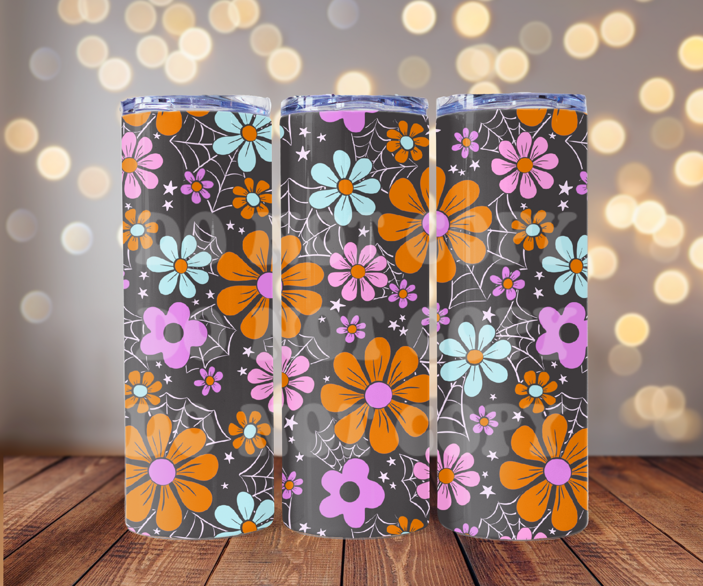 Spooky Floral 20 oz Skinny Tumbler Sublimation Transfer