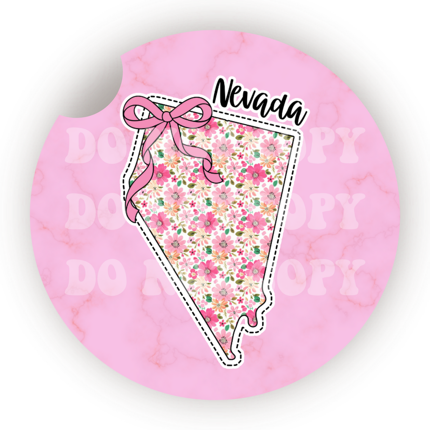 Floral State (Choose Your State) Car Coaster Sublimation Transfer (Set of 2)