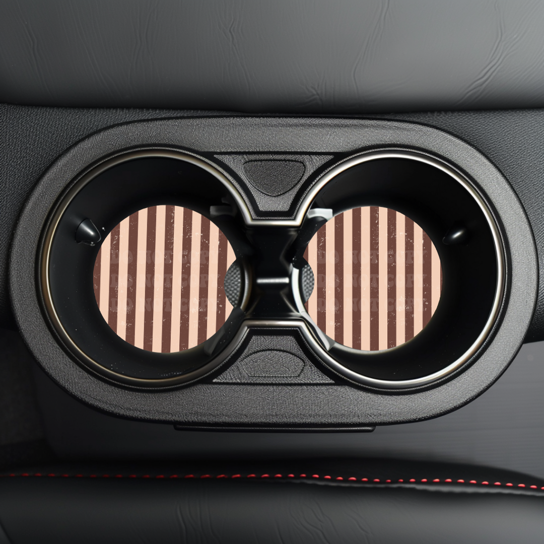 Neutral Stripes Car Coaster Sublimation Transfer (Set of 2)