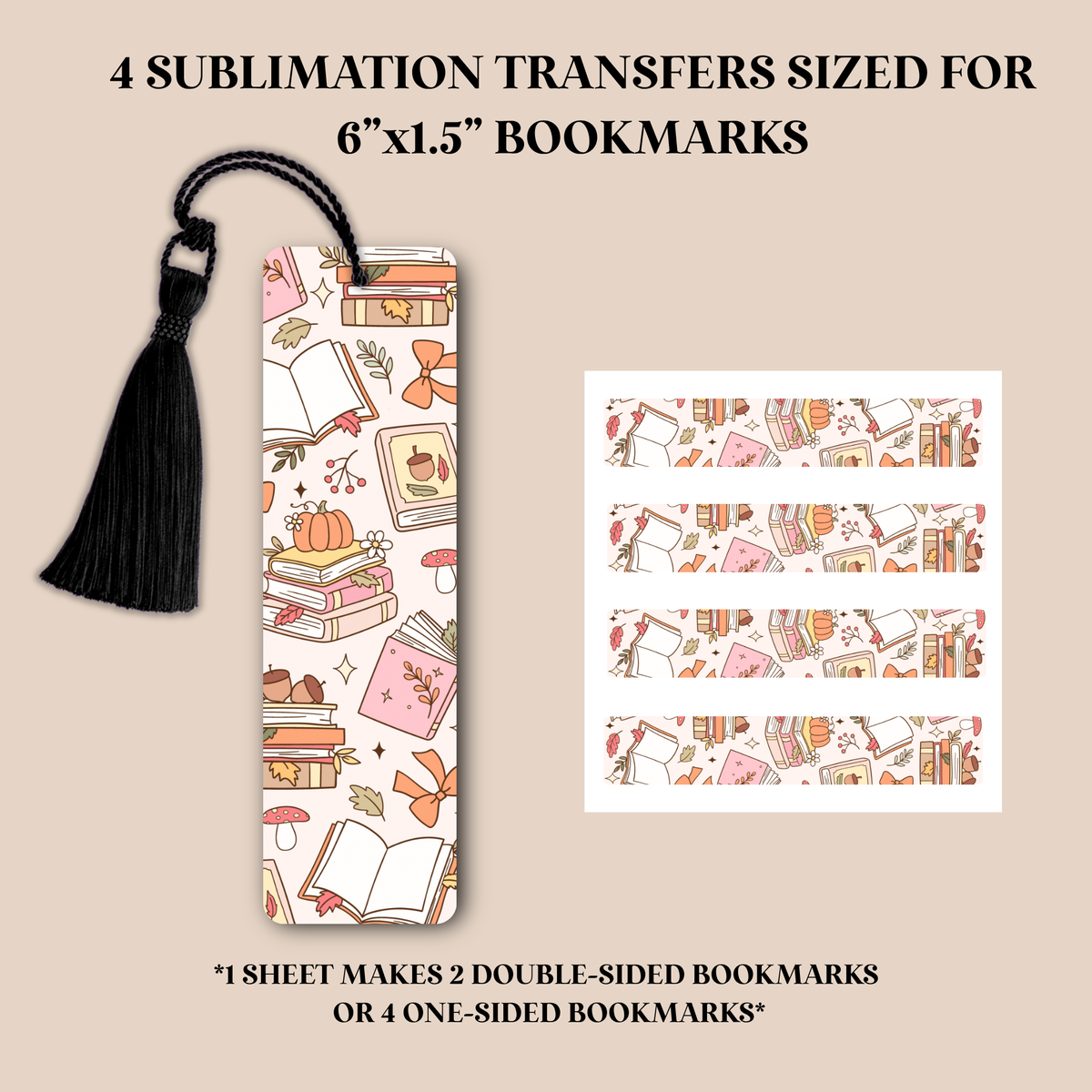Autumn Books Bookmark Sublimation Transfer