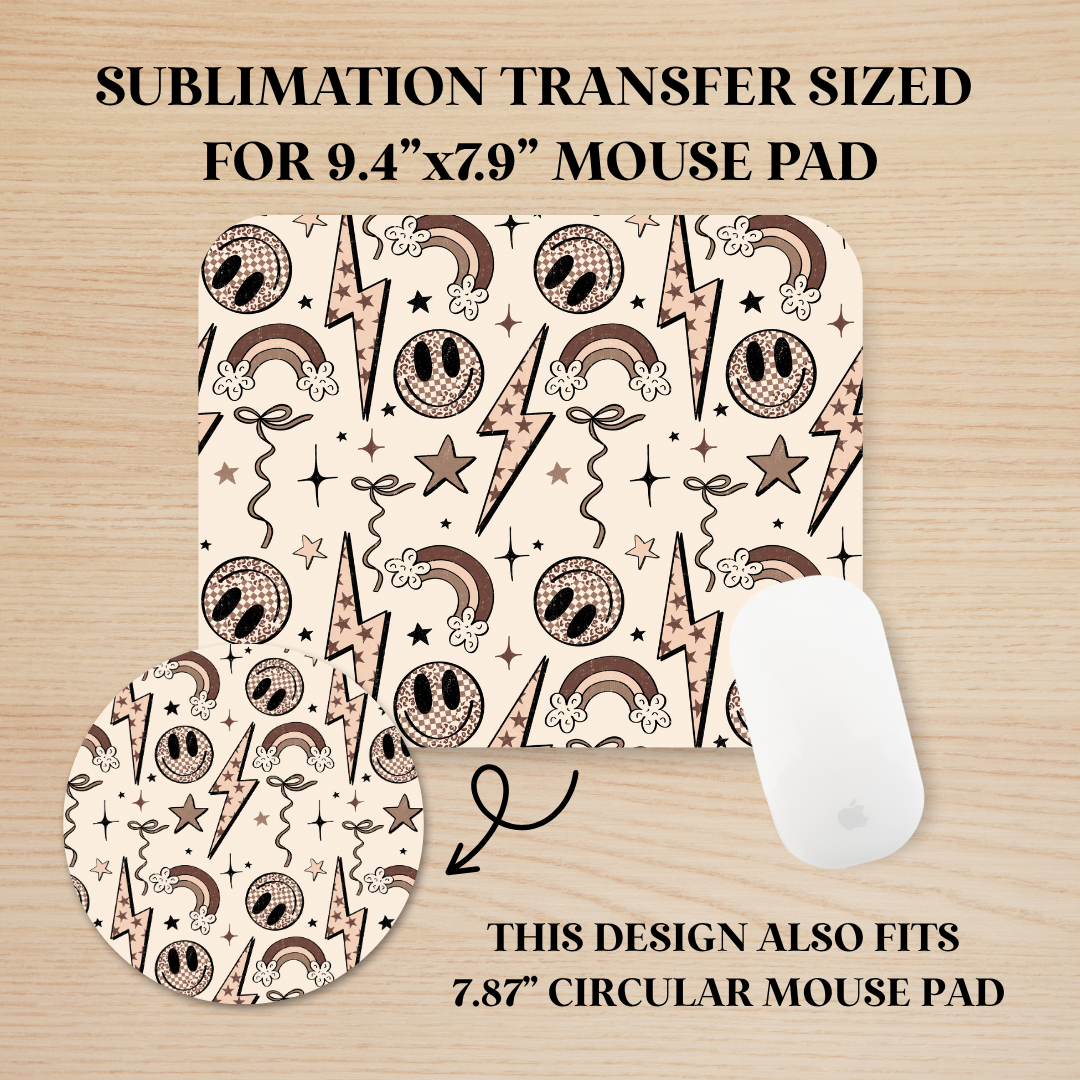 Retro Doodles Mouse Pad Sublimation Transfer