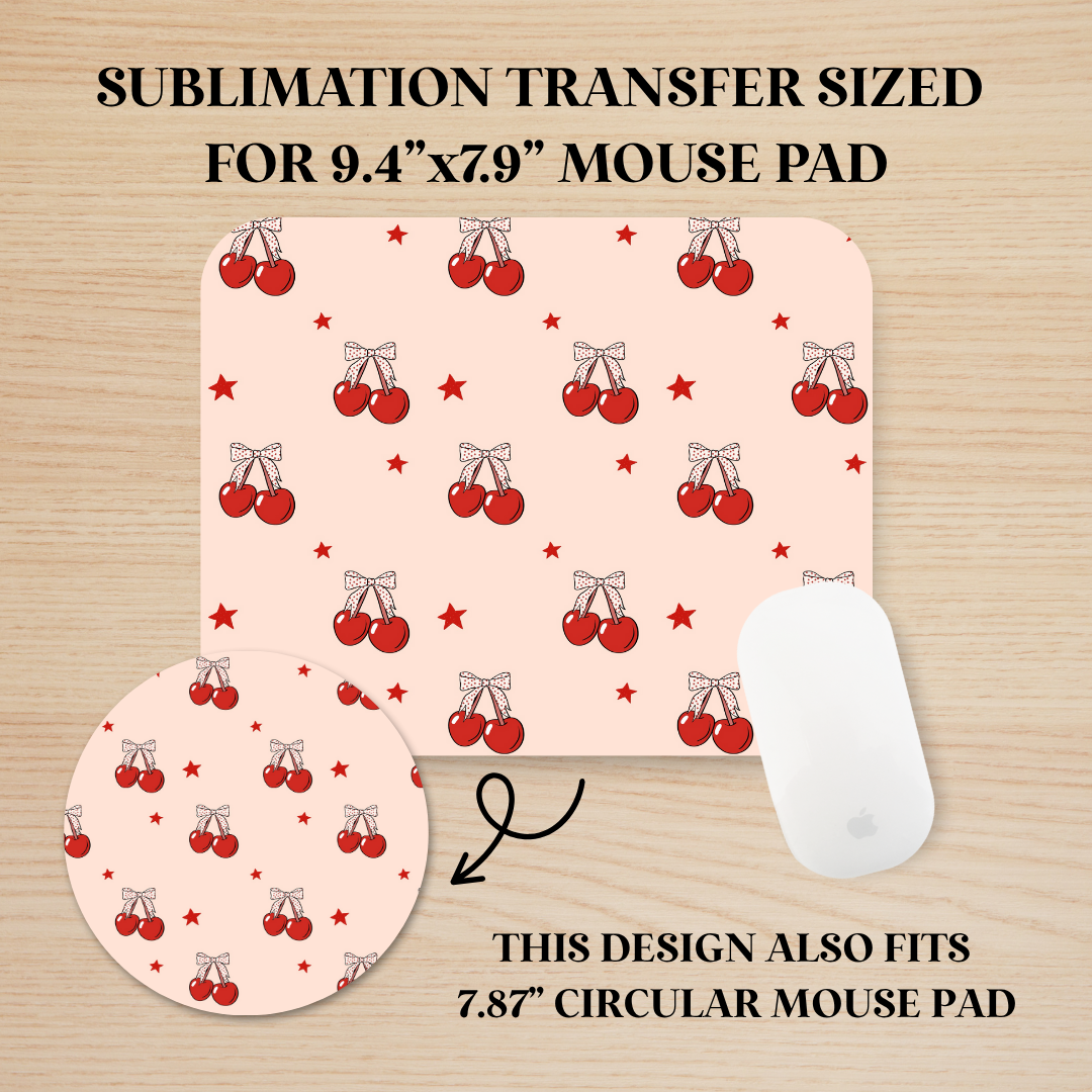 Coquette Cherries Print Mouse Pad Sublimation Transfer