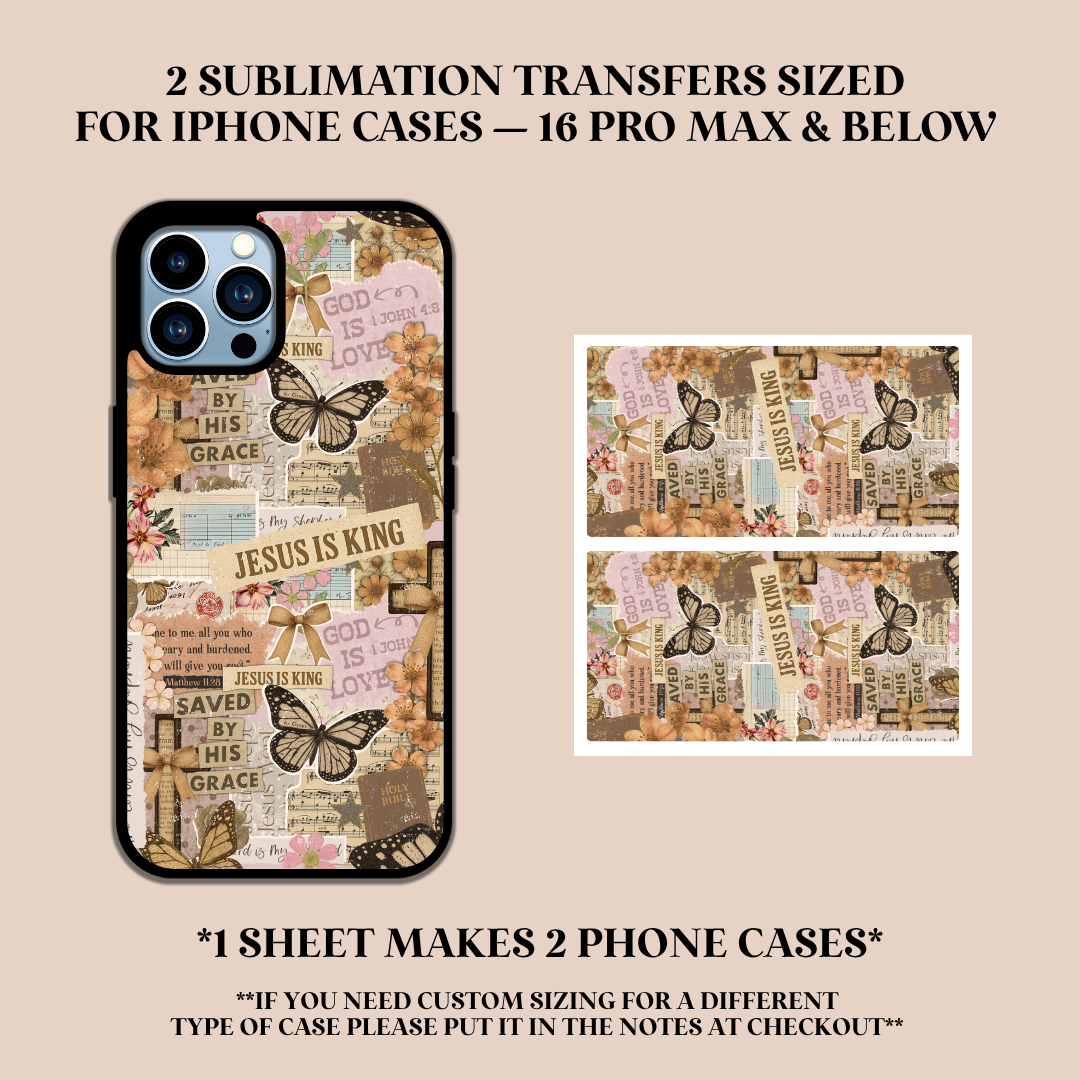 Christian Scrapbook Phone Case Sublimation Transfer