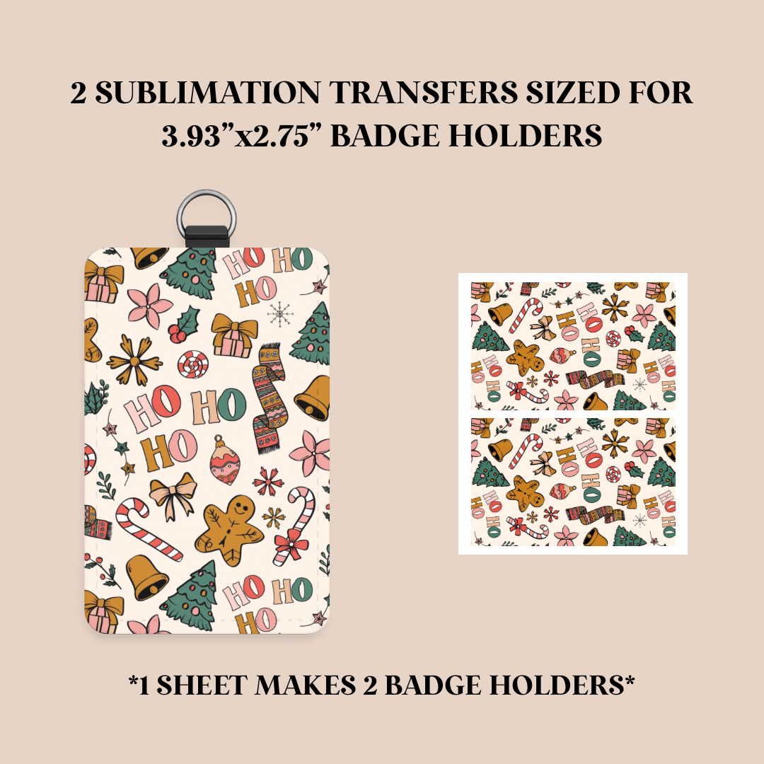 Christmas Doodles Badge Holder Sublimation Transfer