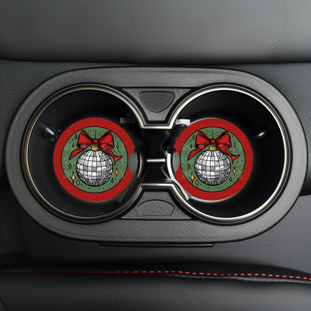 Disco Christmas Ornament Car Coaster Sublimation Transfer (Set of 2)