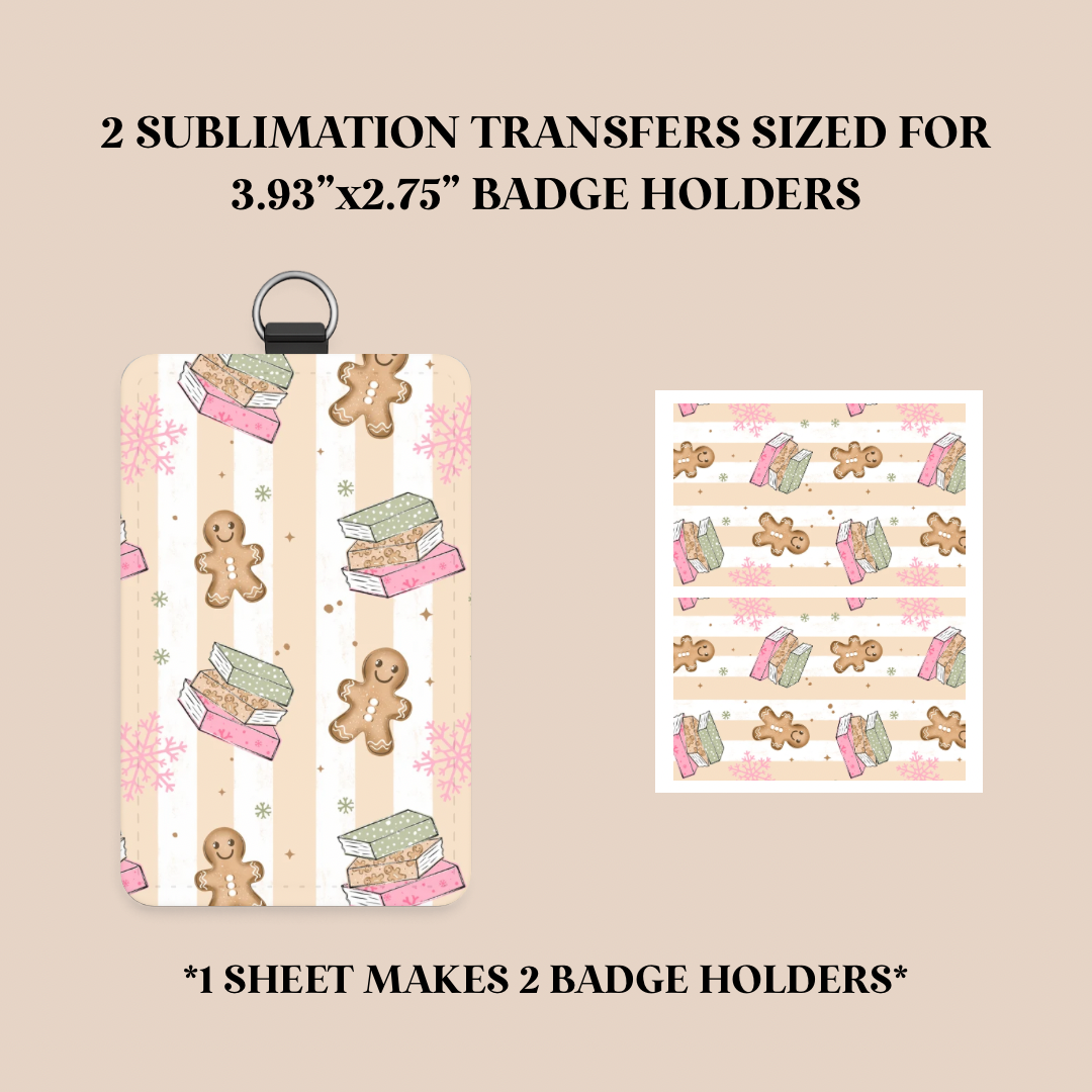 Gingerbread Books Badge Holder Sublimation Transfer