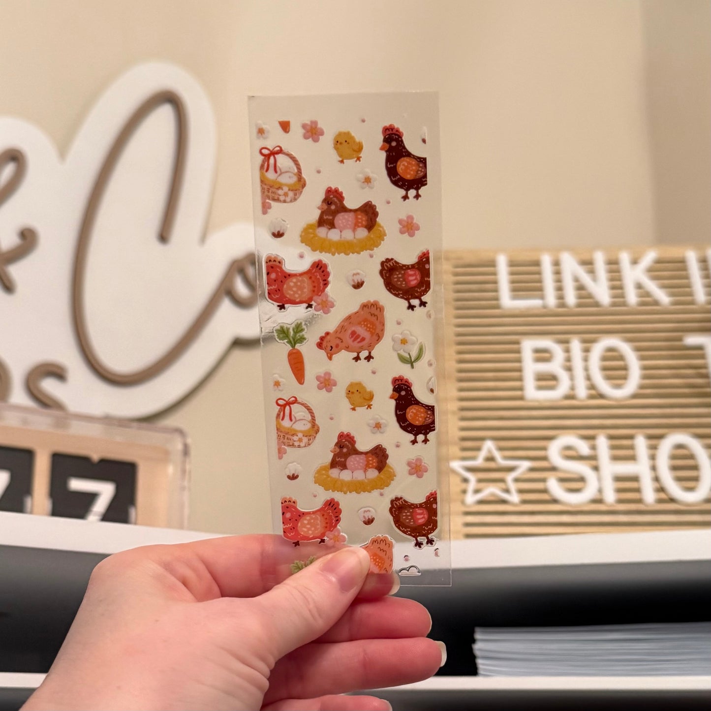 Chickens UVDTF Bookmark