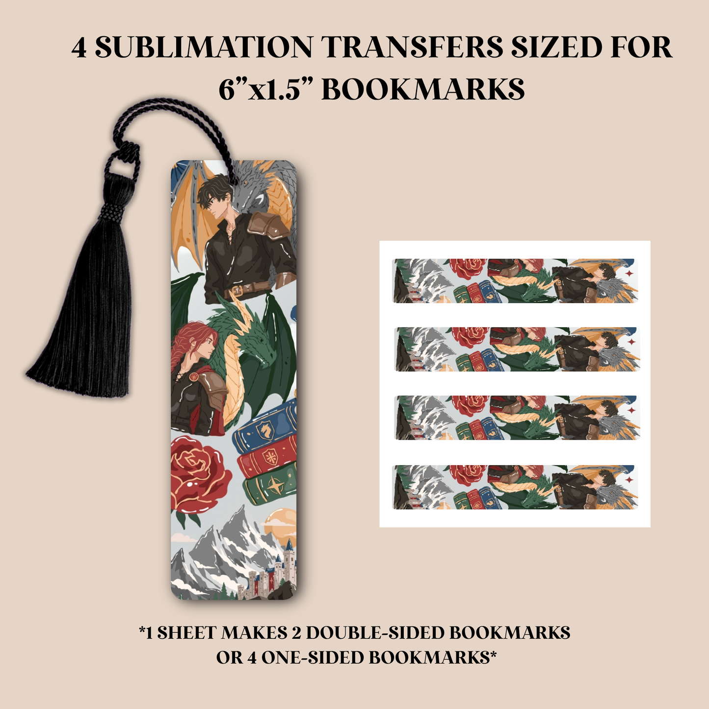Dragon Rider Bookmark Sublimation Transfer