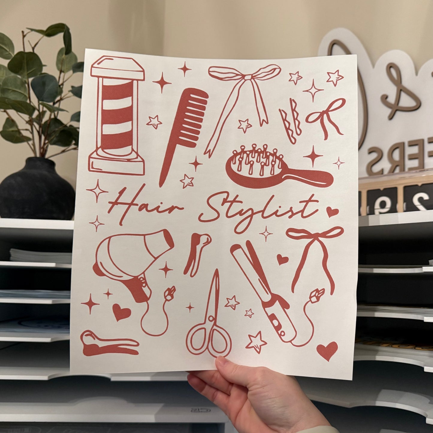 Hair Stylist Doodles Single Color (Dusty Rose)