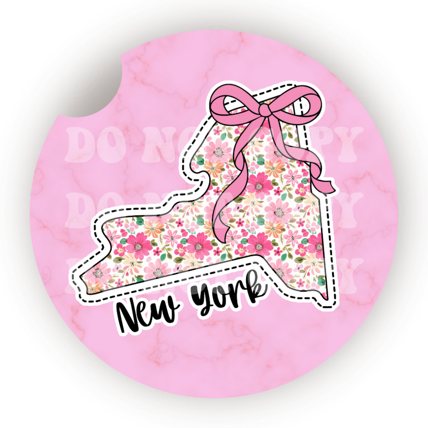 Floral State (Choose Your State) Car Coaster Sublimation Transfer (Set of 2)