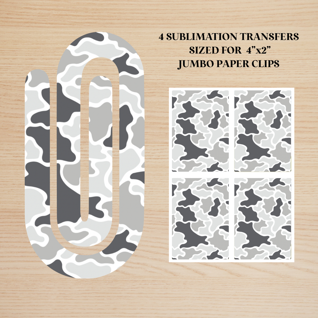 Gray Camo Jumbo Paperclip Sublimation Transfer