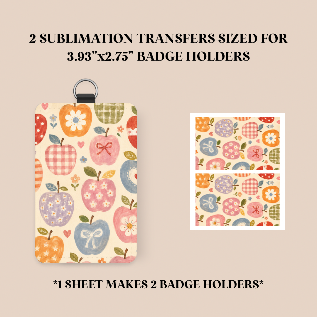 Apple Doodles Badge Holder Sublimation Transfer