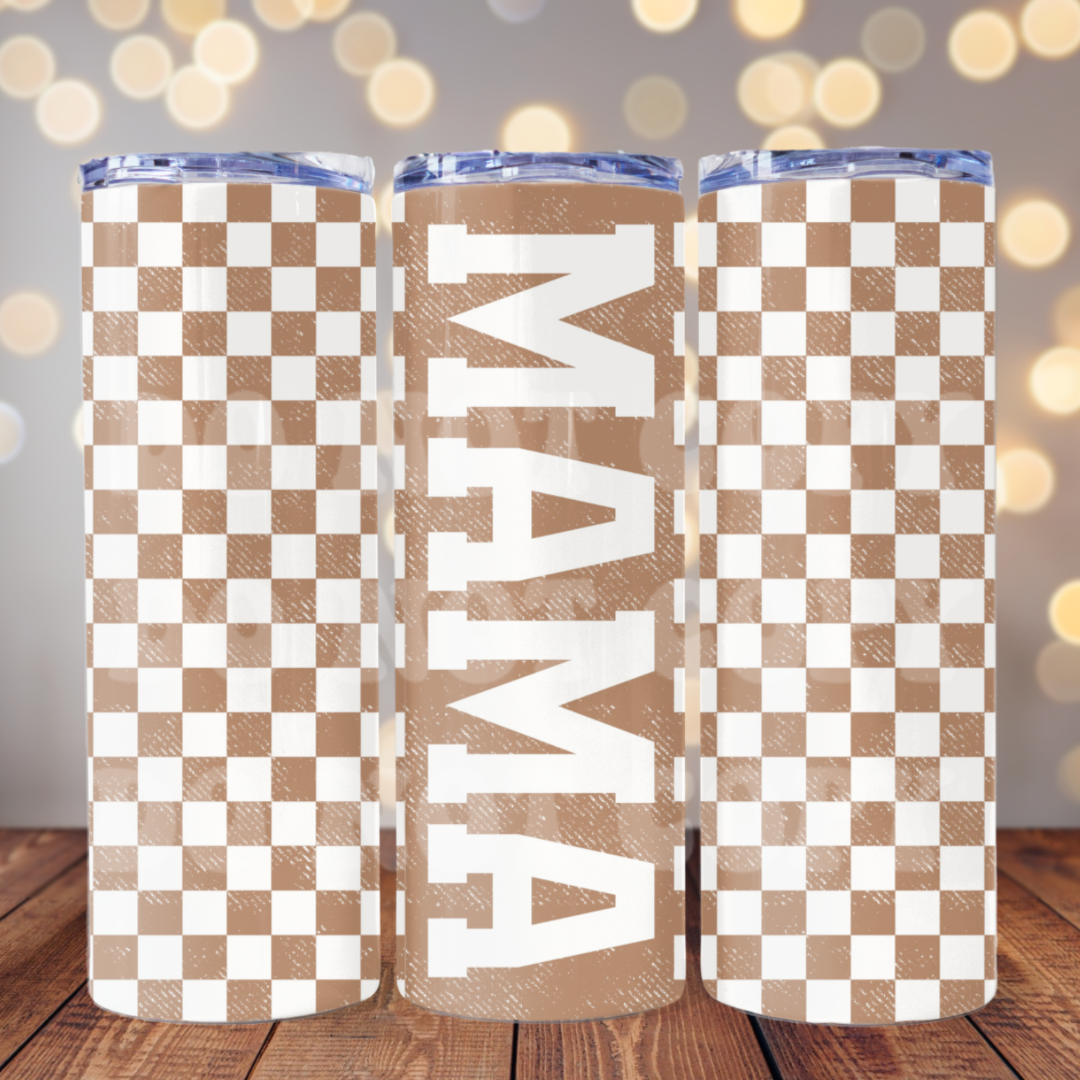 Checker Mama 20 oz Skinny Tumbler Sublimation Transfer