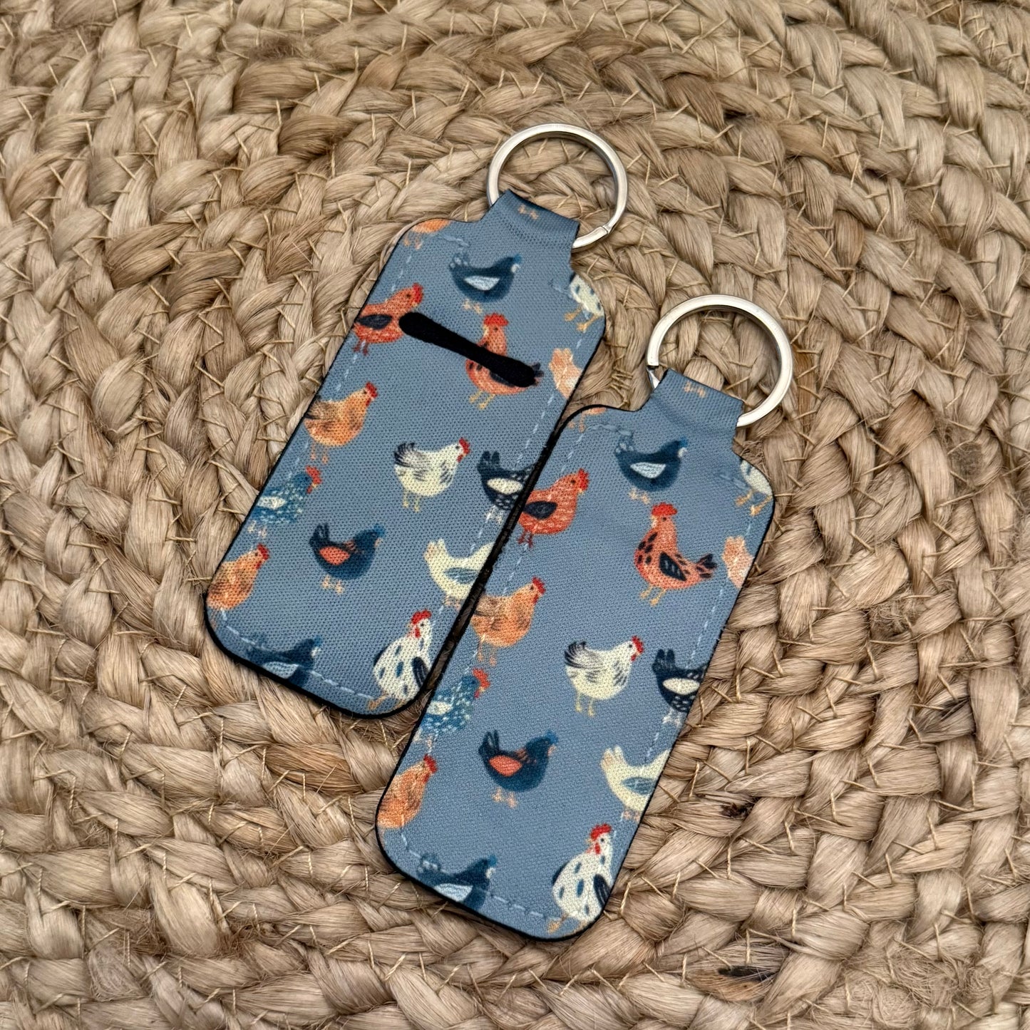 Chickens Chapstick Holder Keychain
