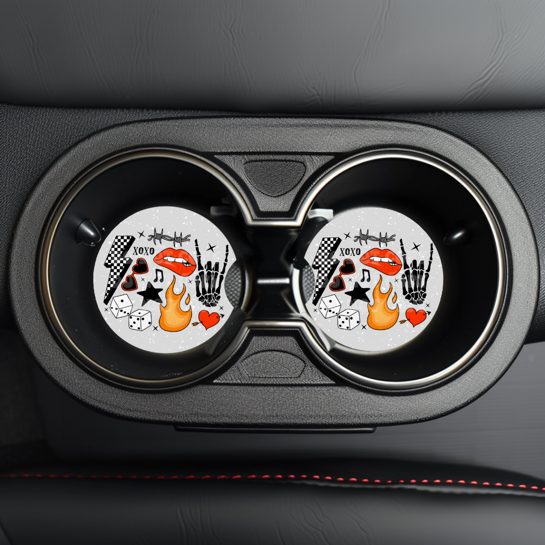 Edgy Collage Car Coaster Sublimation Transfer (Set of 2)