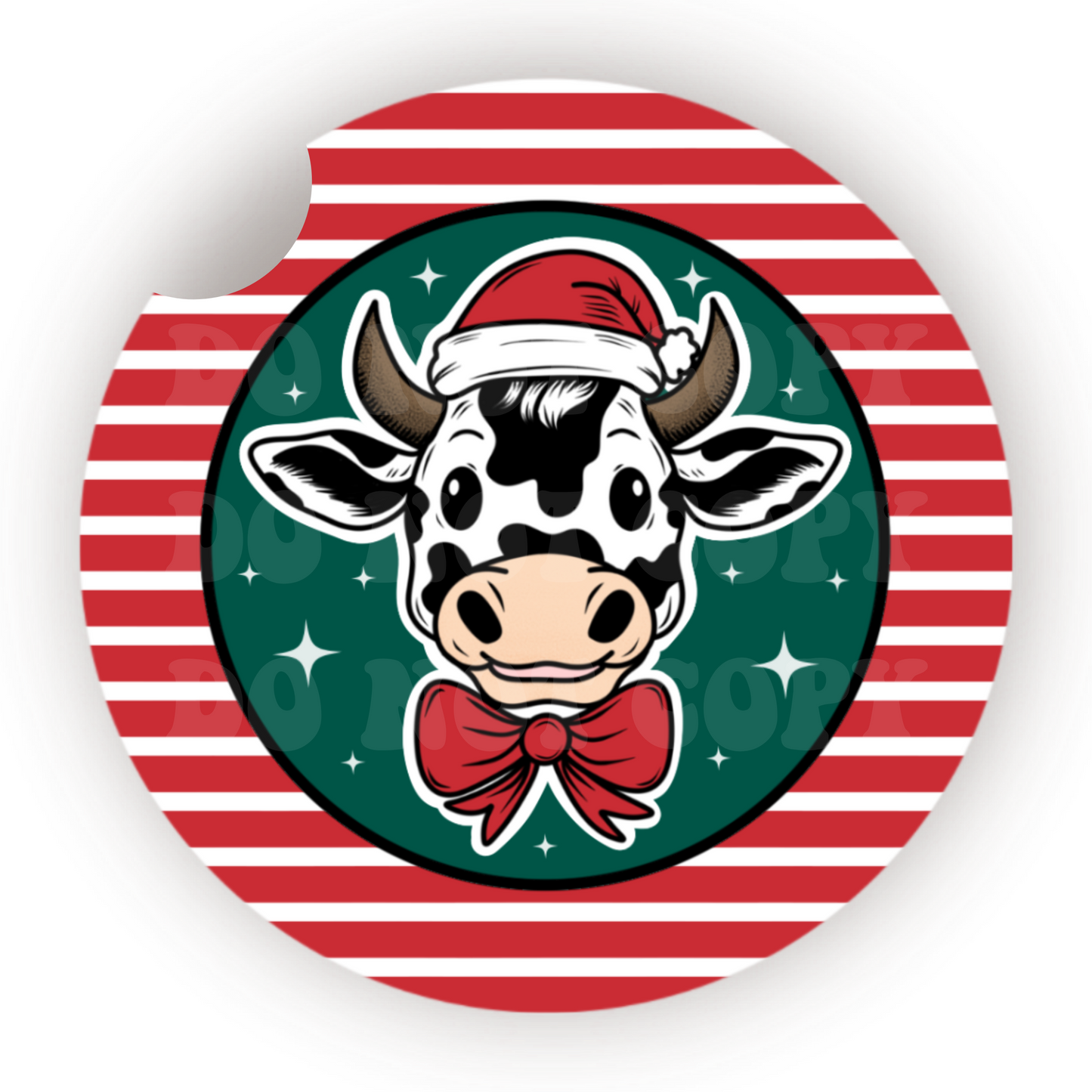 Christmas Cow Car Coaster Sublimation Transfer (Set of 2)