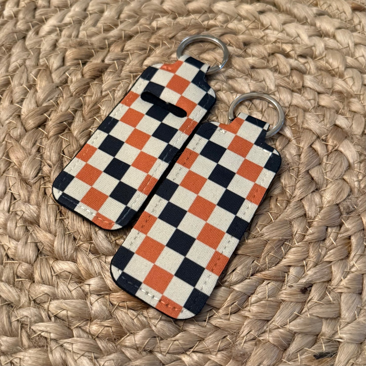 Halloween Checker Chapstick Holder Keychain