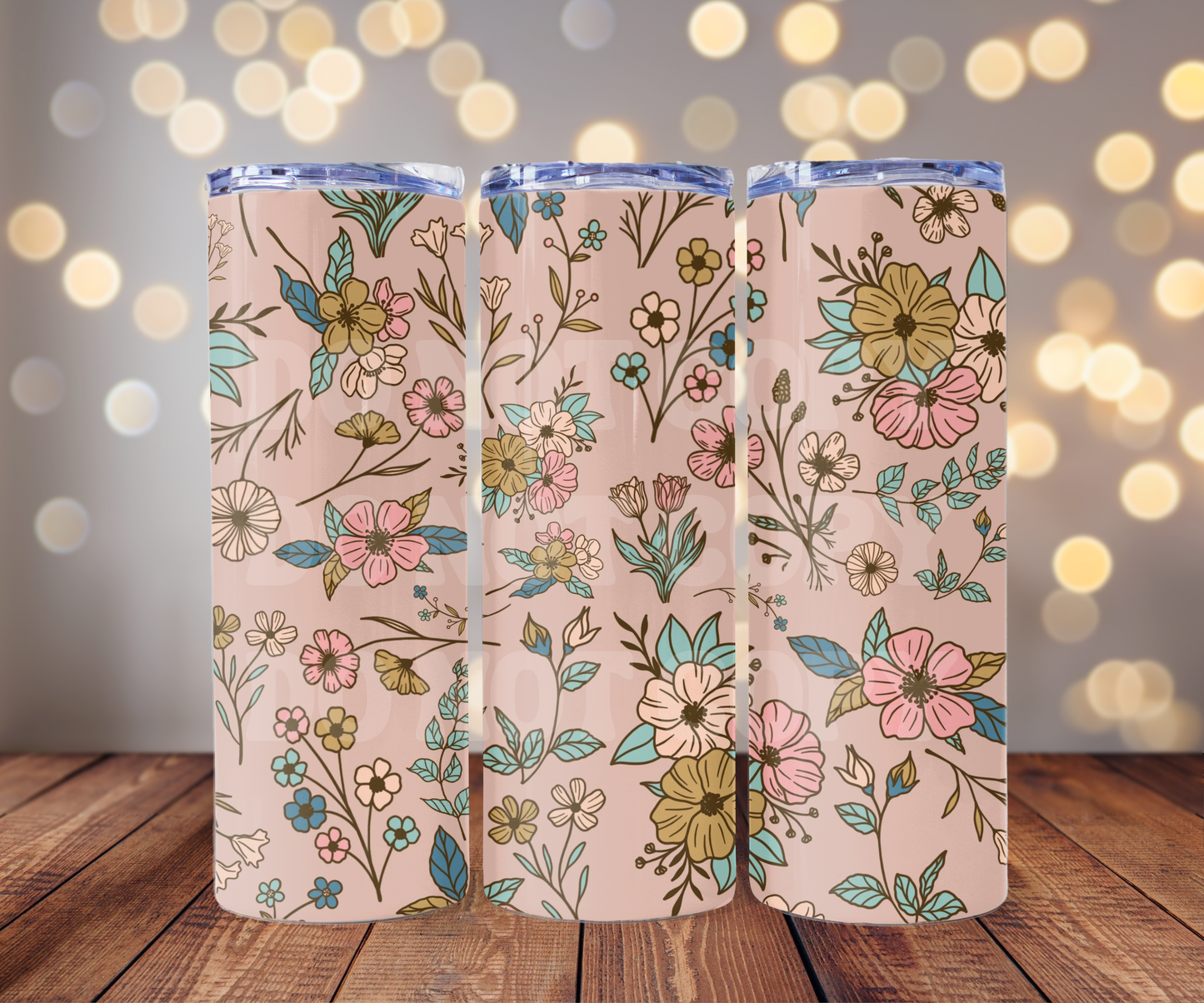 Boho Flowers 20 oz Skinny Tumbler Sublimation Transfer - Seamless