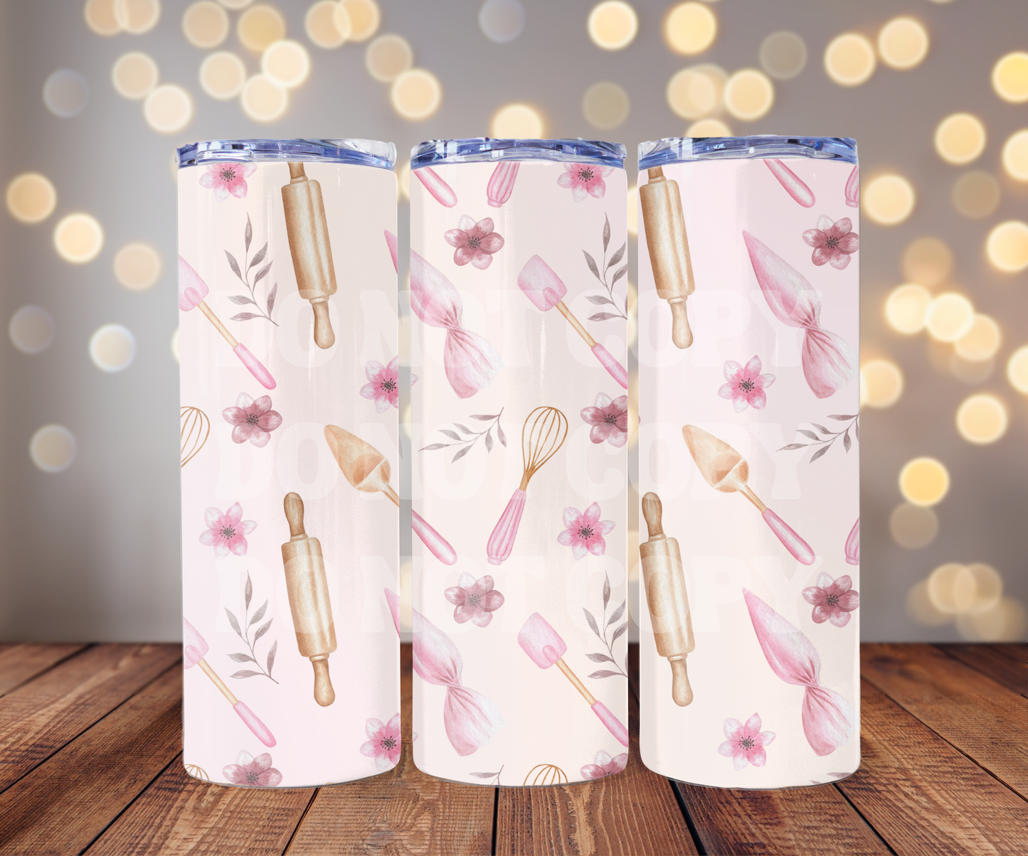 Baking 20 oz Skinny Tumbler Sublimation Transfer - Seamless