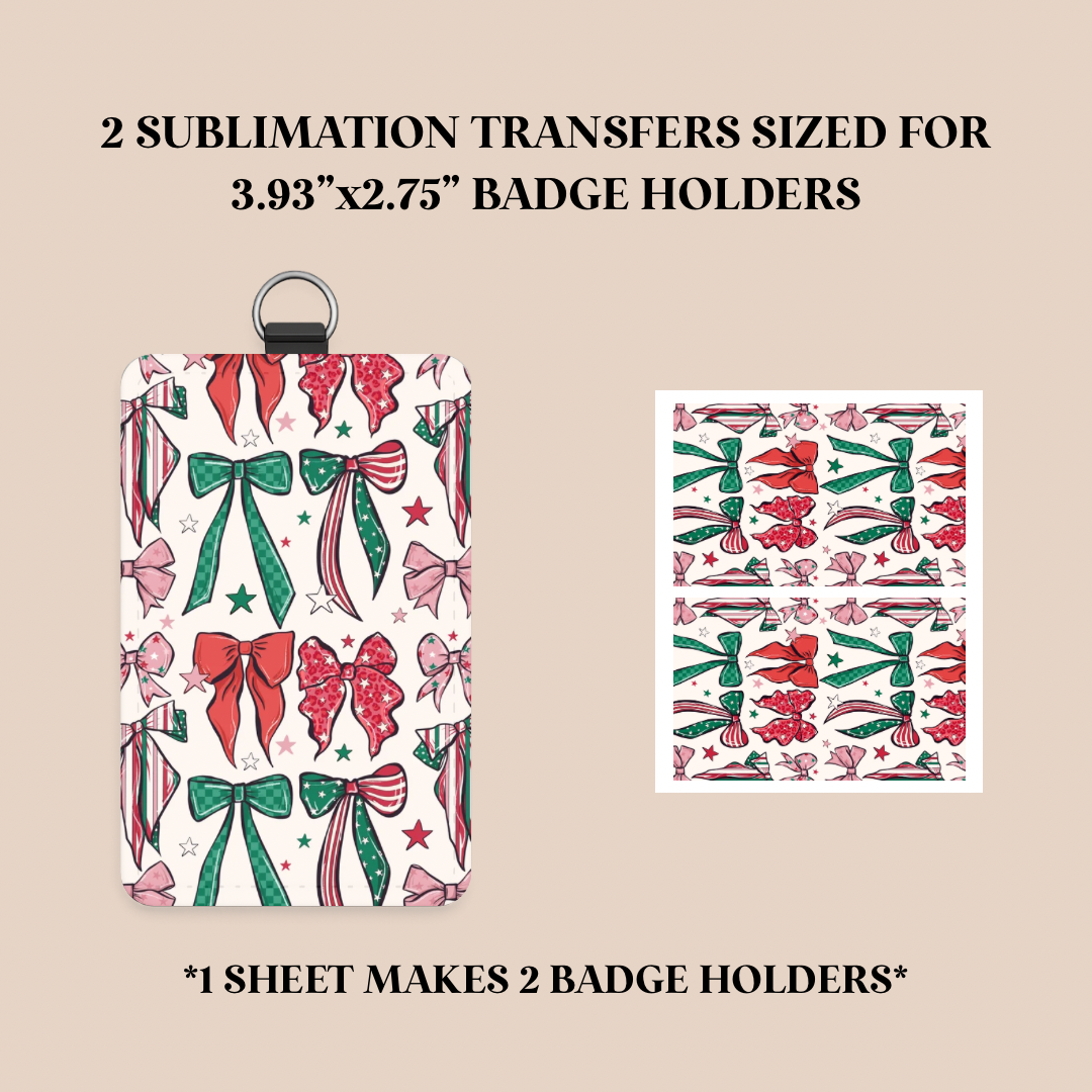Christmas Bows 2 Badge Holder Sublimation Transfer
