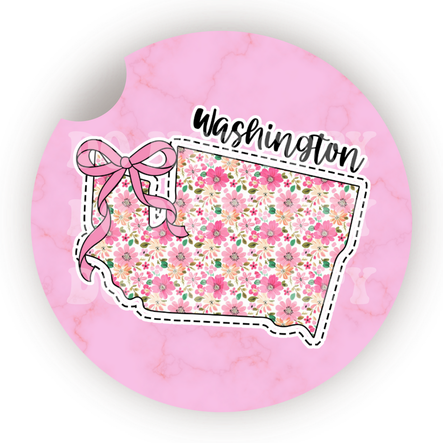 Floral State (Choose Your State) Car Coaster Sublimation Transfer (Set of 2)