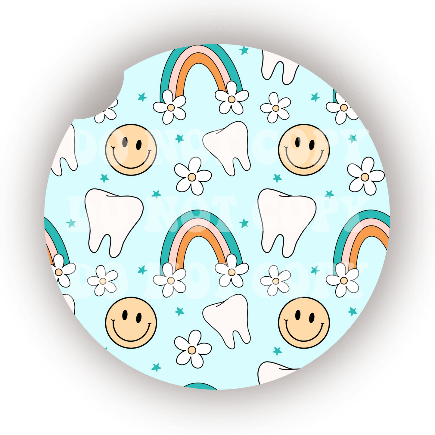 Dental Happy Face Car Coaster Sublimation Transfer (Set of 2)