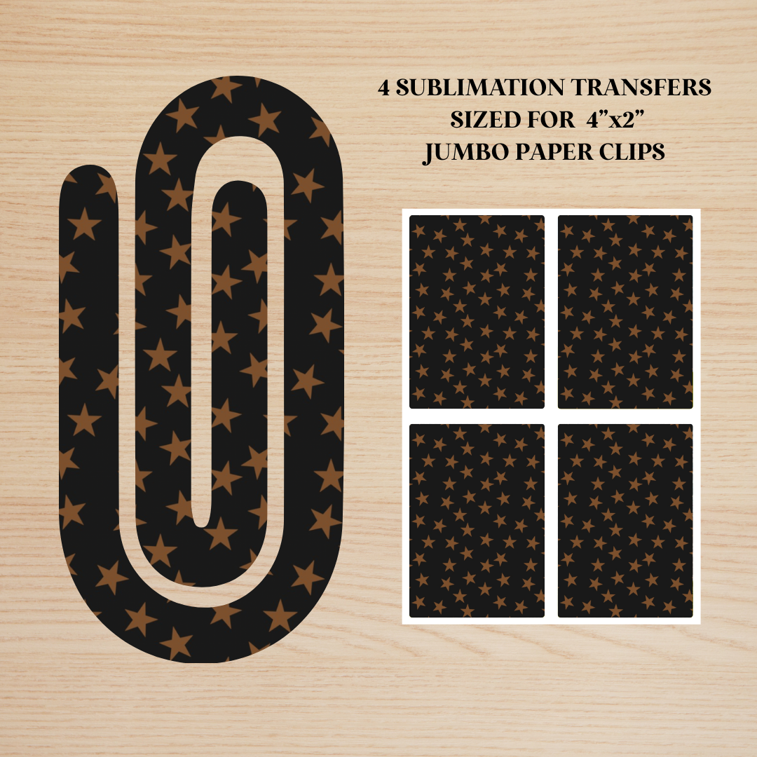 Brown Stars Jumbo Paperclip Sublimation Transfer