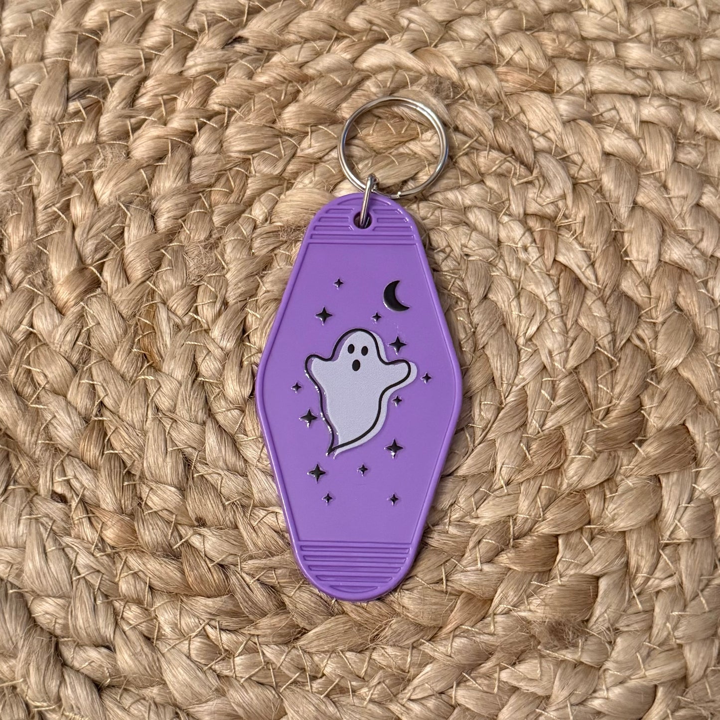 Spooky Ghost Purple Motel Keychain