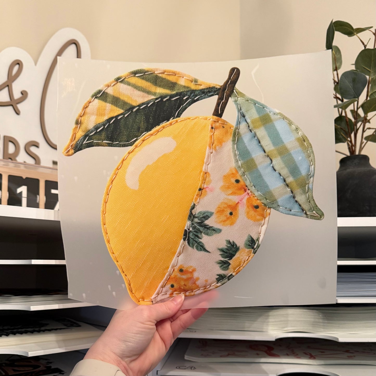 Patchwork Lemon DTF HOT PEEL