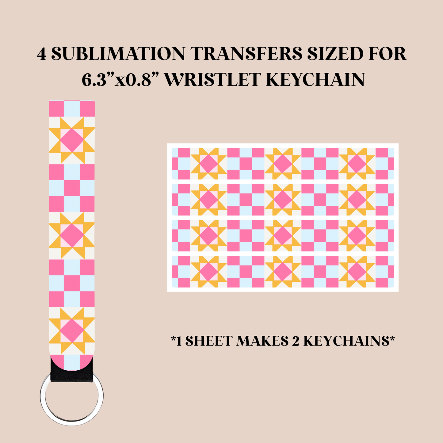 Summer Quilt Wristlet Keychain Sublimation Transfer