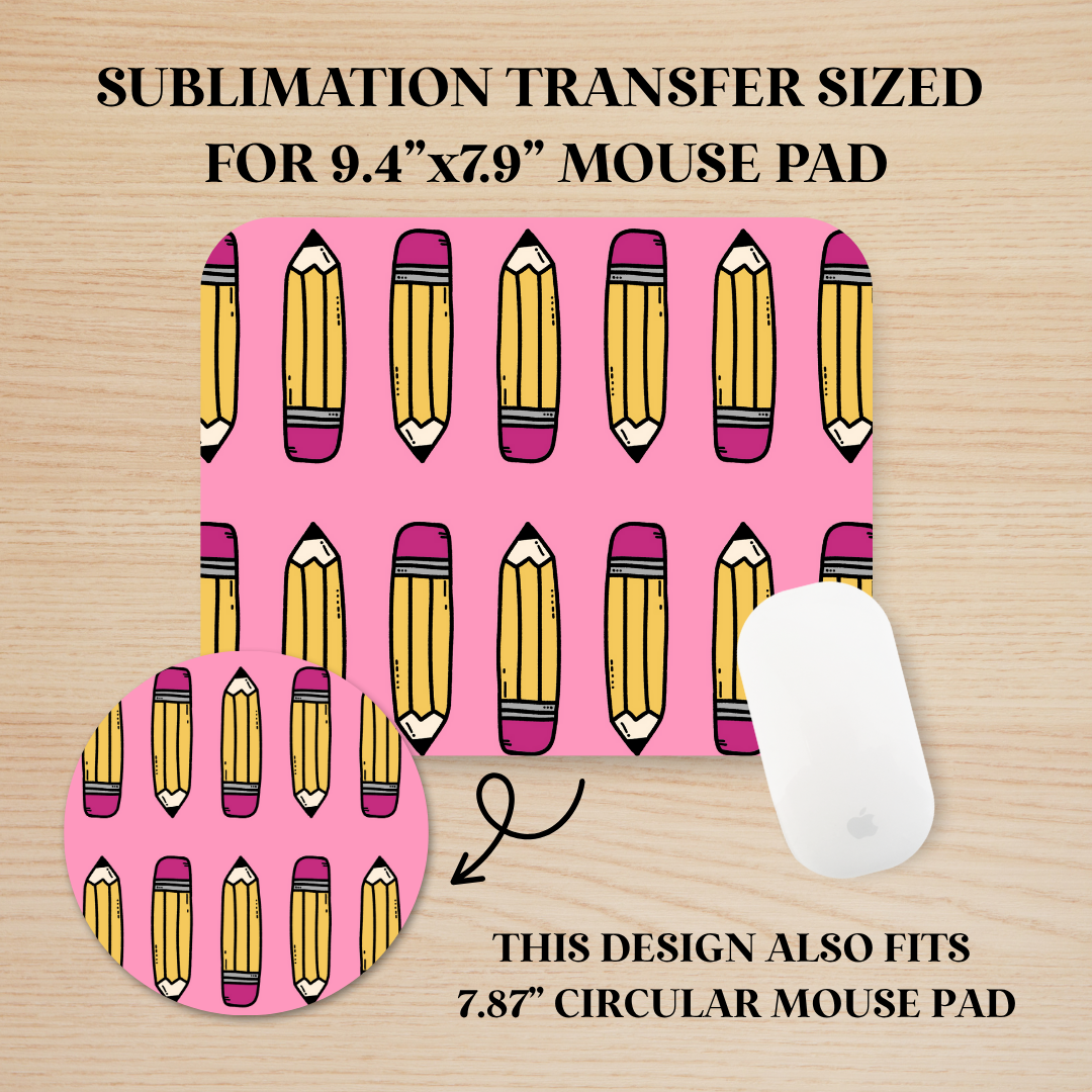 Pink Pencils Mouse Pad Sublimation Transfer