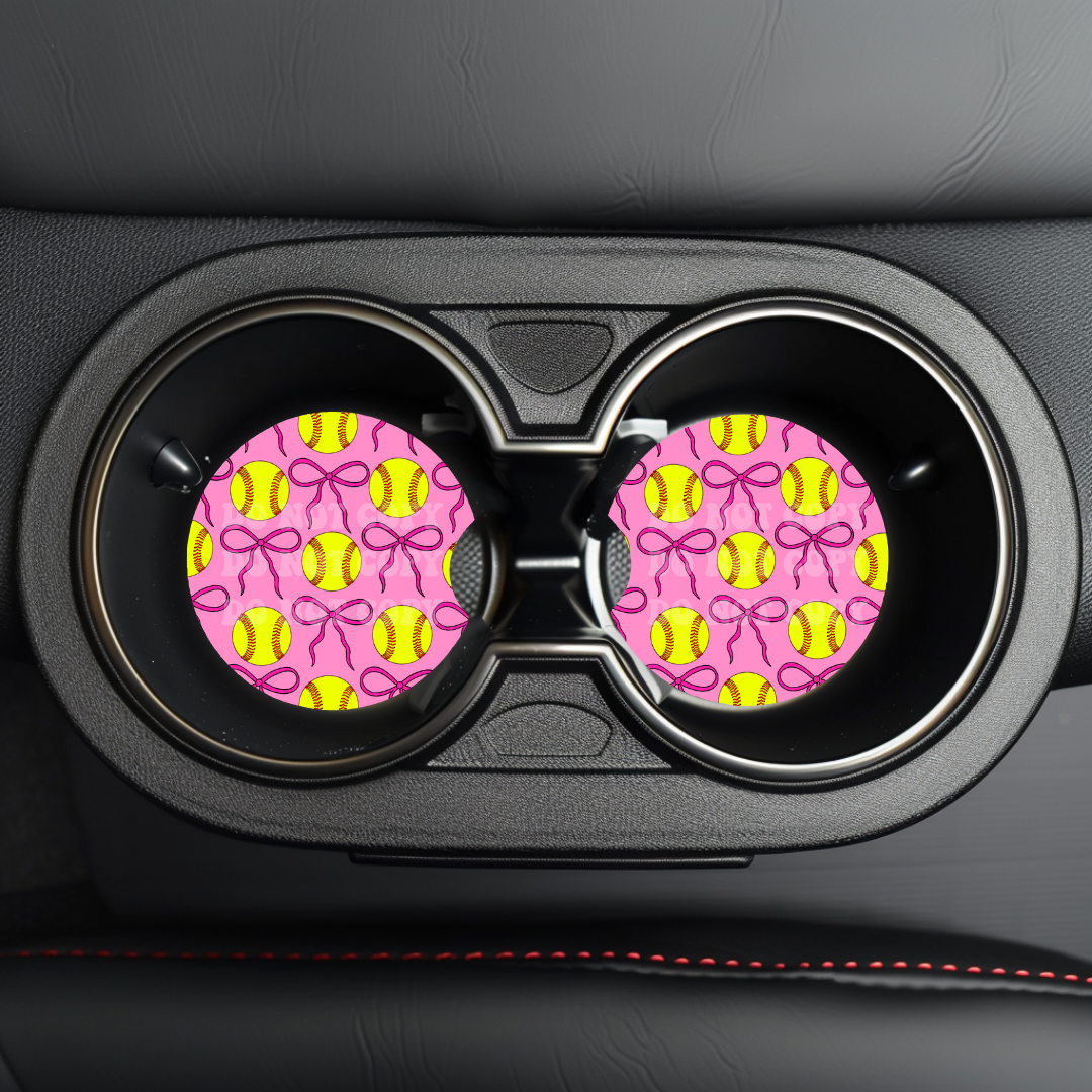 Coquette Softball Car Coaster Sublimation Transfer (Set of 2)