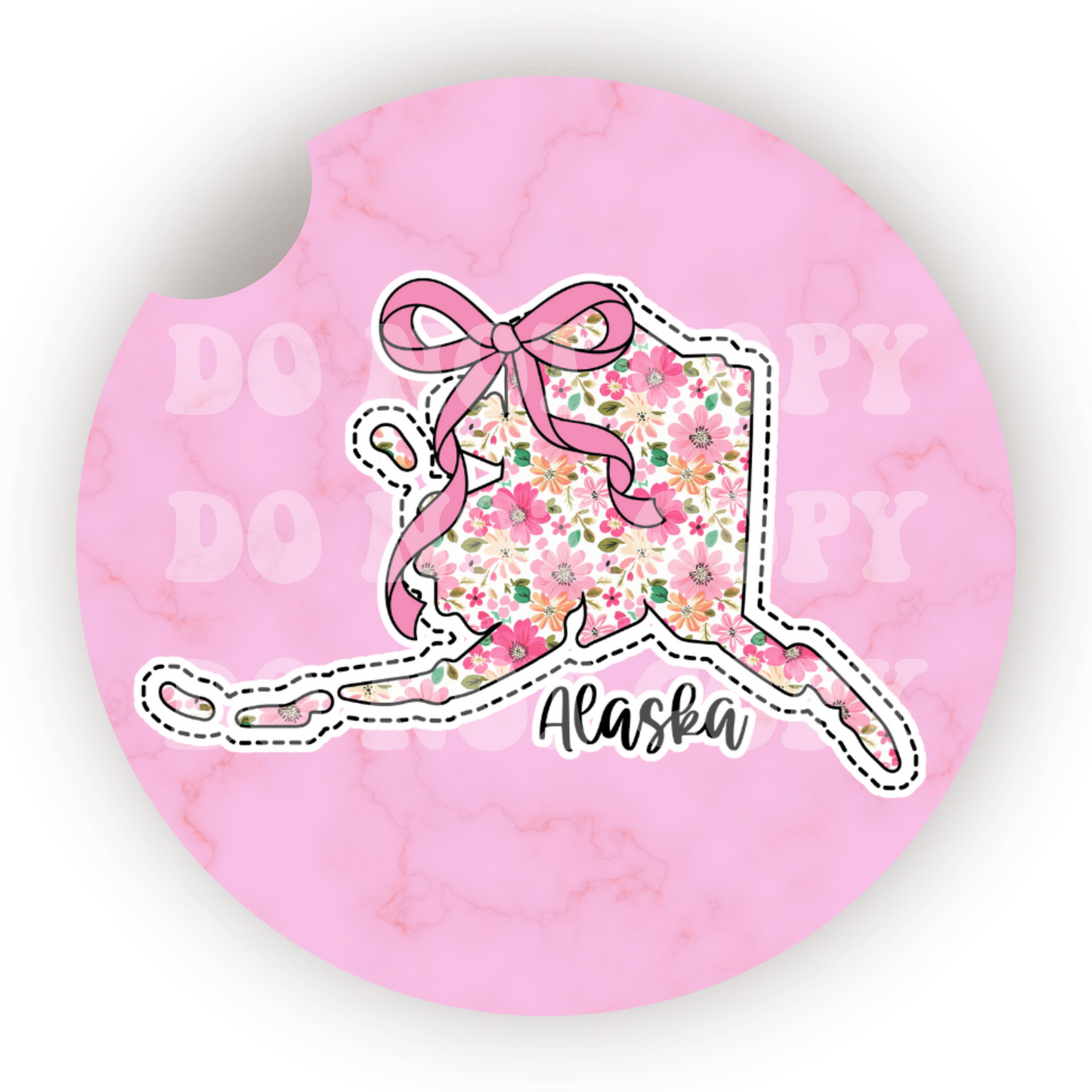 Floral State (Choose Your State) Car Coaster Sublimation Transfer (Set of 2)