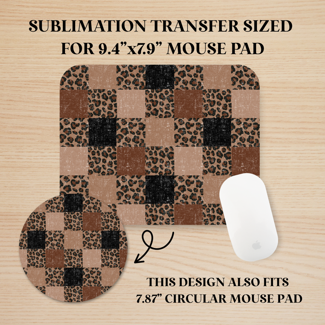 Distressed Leopard Checker Mouse Pad Sublimation Transfer