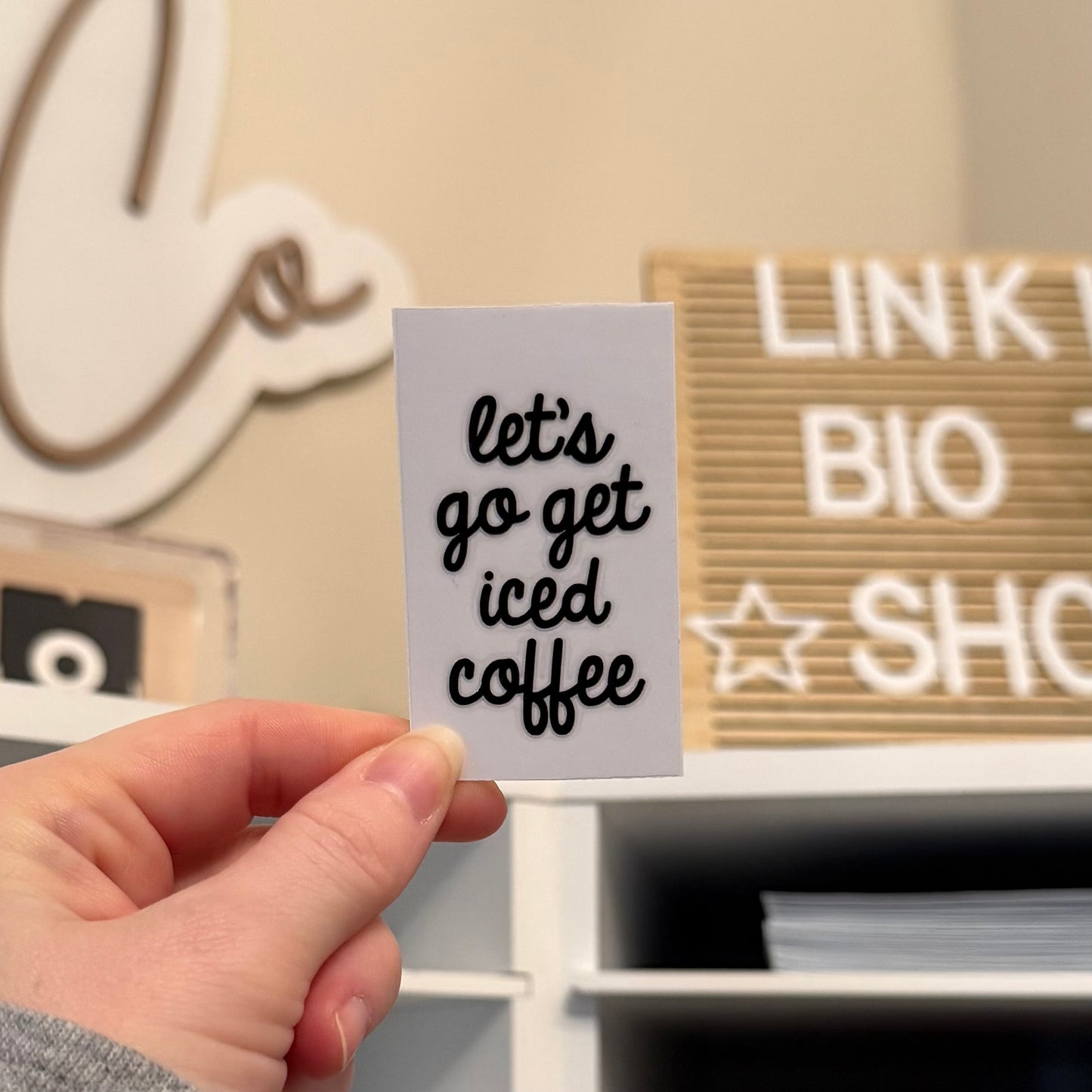 Let’s Go Get Iced Coffee Motel Keychain UVDTF Transfer