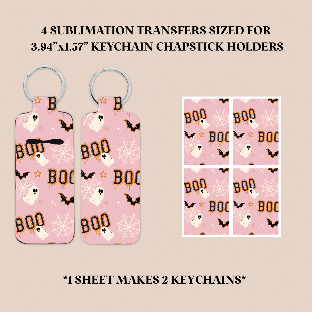 Boo Keychain Chapstick Holder Sublimation Transfer